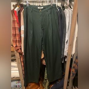 New With Tags NWT 12th Tribe Emerald Green Wide Leg Trousers